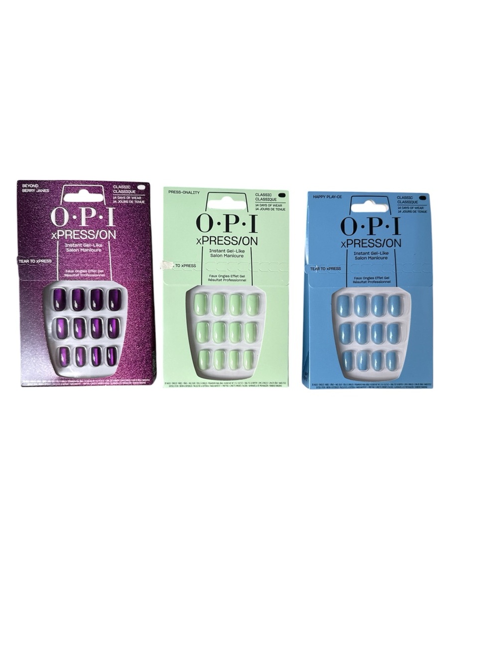 OPI XPress/On Medium Square Squoval Purple, Blue, Green Press On Nails